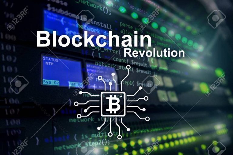 Blockchain revolution, innovation technology in modern business.
