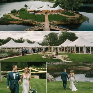 Aerial view of a wedding venue captured by a drone